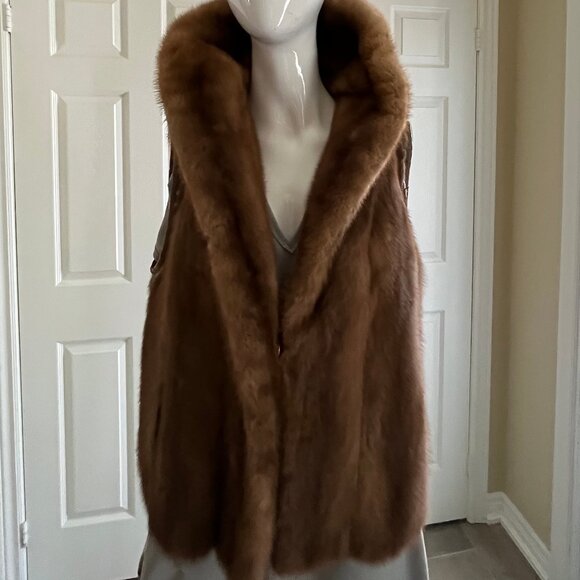Mink Fur Vest in Cognac Colour - Vintage - Authentic - Picture 6 of 17